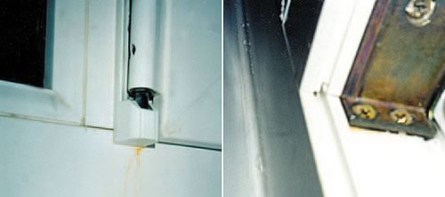 Внешние признаки коррозии армирующего вкладыша в окне из ПВХ